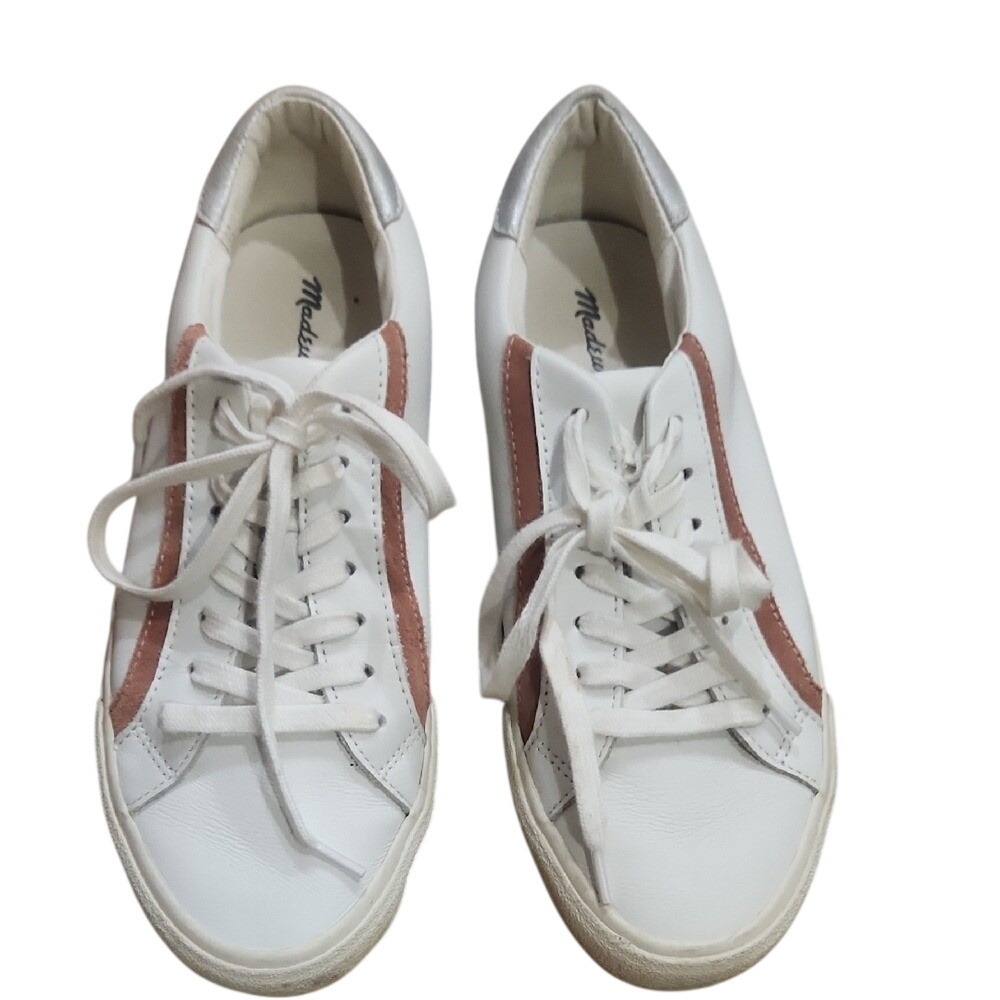 Madewell MWL Delia Sidewalkā Lo Top Leather Tie Sneakers Athleisure Size W8 M6.5